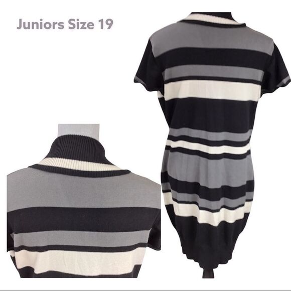 No Boundaries Black, Grey & White Sweater Dress. Buckles L-Side. SS, Size XXL - Picture 2 of 4